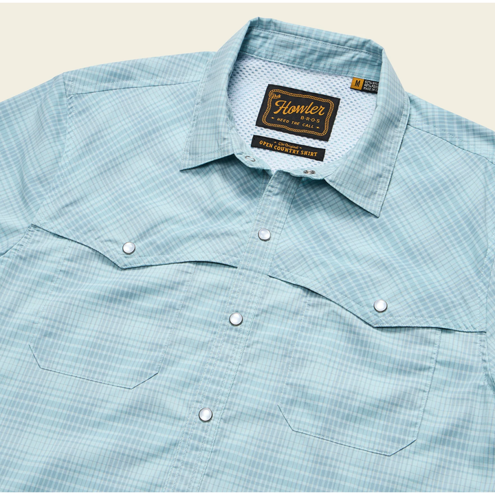 Howler Bros - Open Country Tech Shirt - Coopers Plaid: Sterling Blue