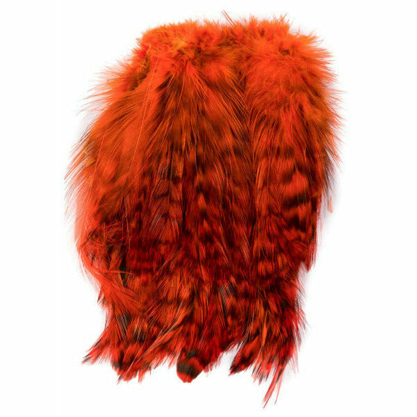 Barred Strung Neck Hackle - FL Fire Orange