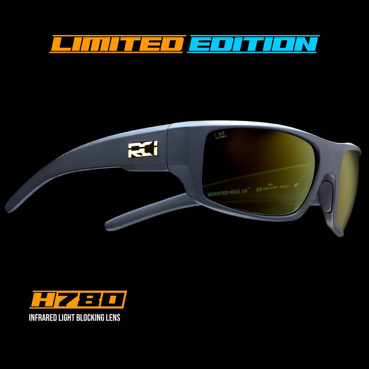 RCI Optics- Monster Hole 2.0 Limited Edition Matte Black/ Grey Sunrise Gold Mirror H780 (IN STOCK)