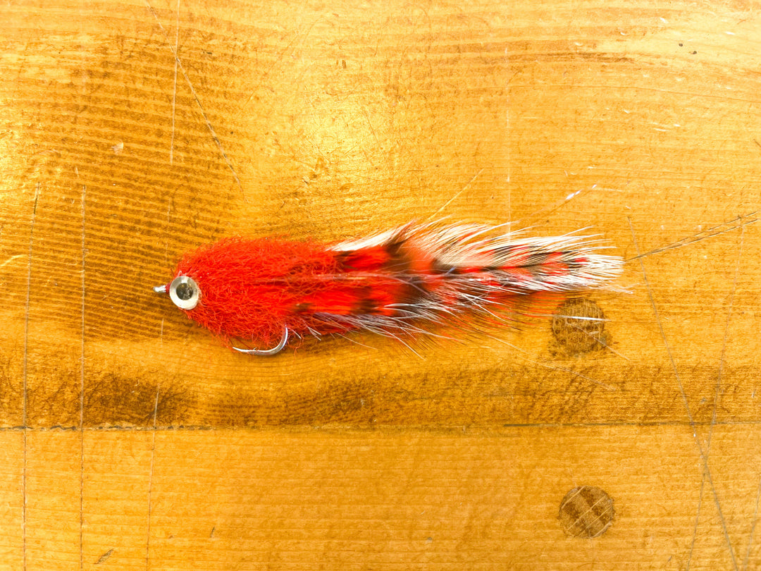 Mini Brush Flies - Red & White #2