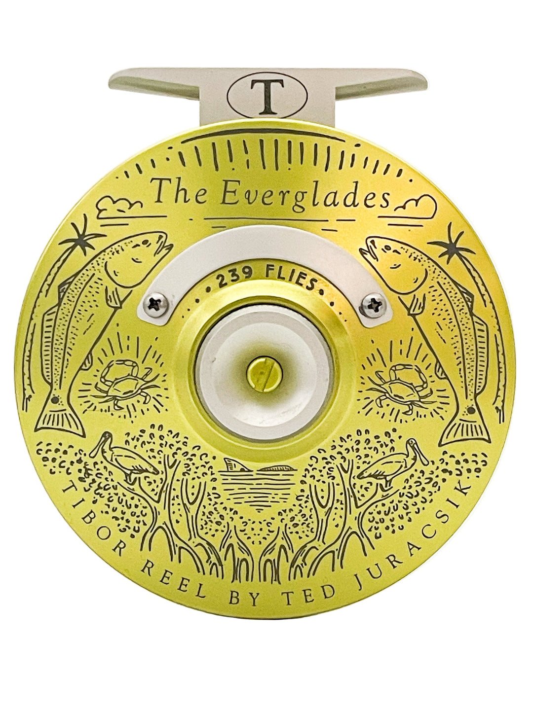 Tibor Everglades - Lemon Lime w/ Frost Silver Small Parts and 239 Bre Drake Redfish Art (CUSTOM)(IN STOCK)