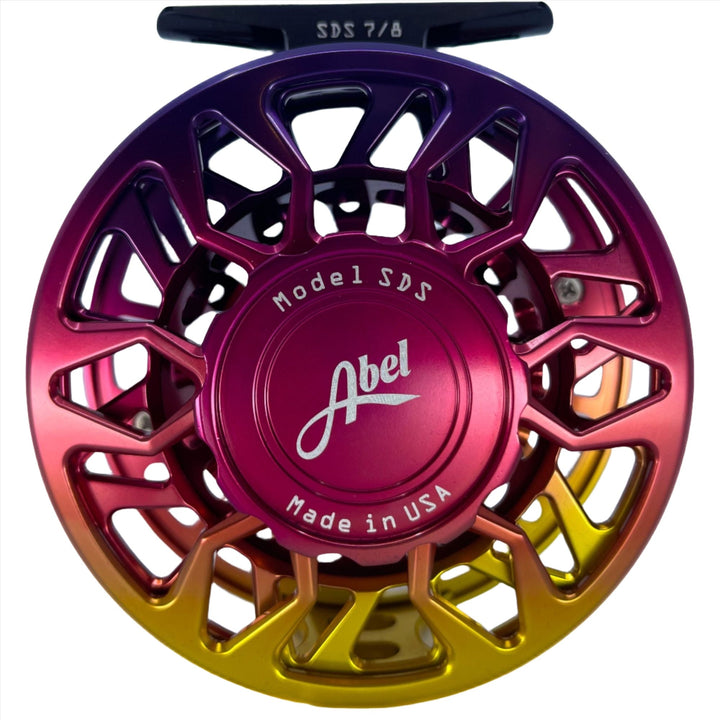 Abel Reels SDS 7/8 - Ported Sunset Fade w/Sunset Fade Drag Knob & Red Handle (IN STOCK)