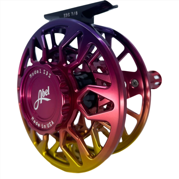 Abel Reels SDS 7/8 - Ported Sunset Fade w/Sunset Fade Drag Knob & Red Handle (IN STOCK)