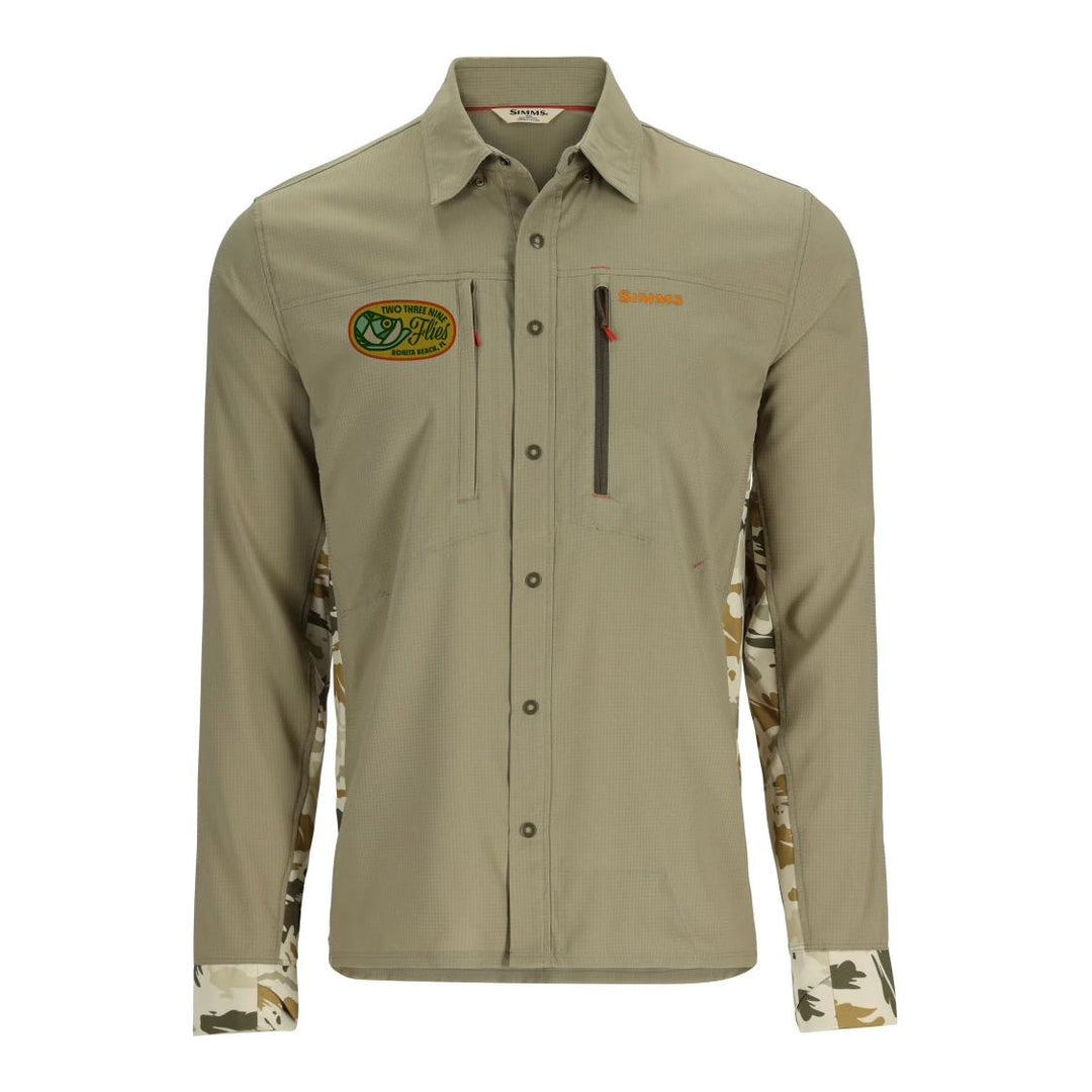 239 Flies Simms M's Intruder® BiComp Fishing Shirt - Stone/Ghost Camo Stone