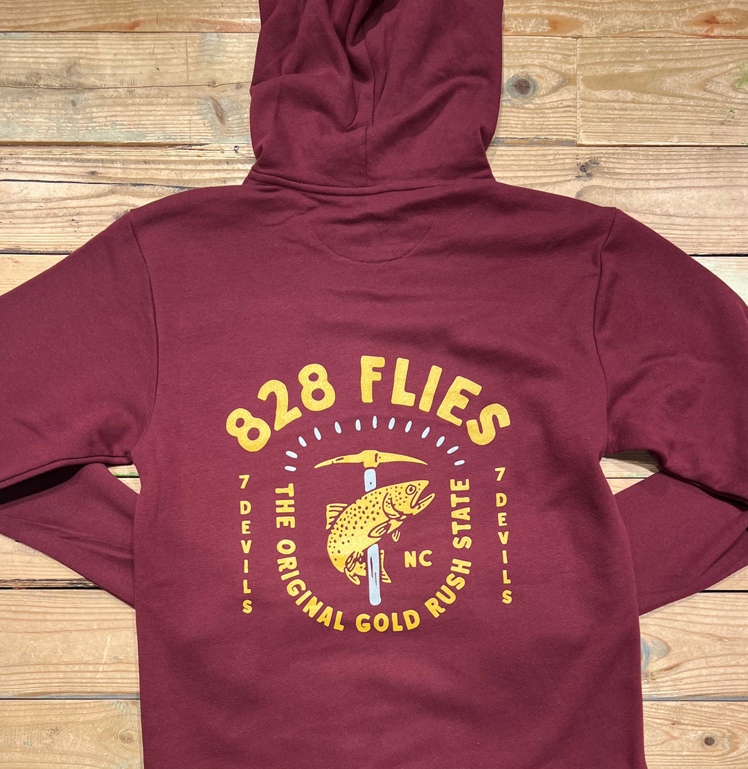 828Flies Sweatshirt Hoodie - Maroon w/Bre Drake Gold rush