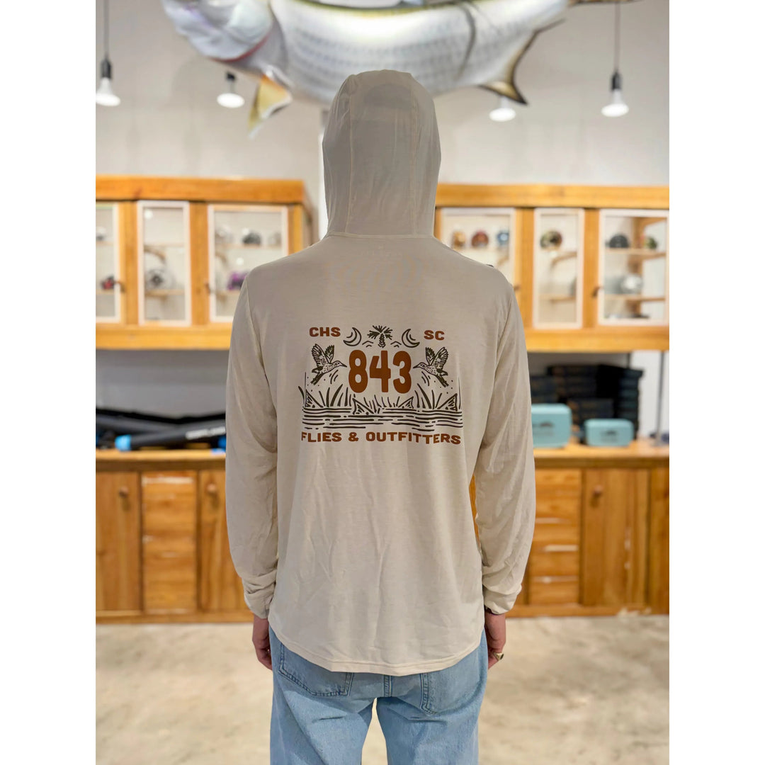 Free Fly Elevate Hoodie X 843 Flies - Heather Birch/ Oyster Bar