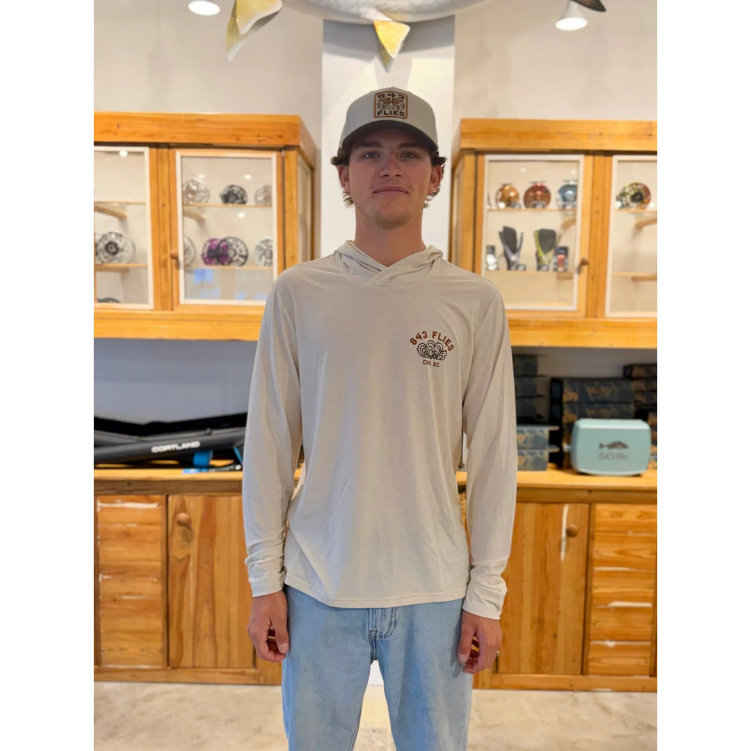 Free Fly Elevate Hoodie X 843 Flies - Heather Birch/ Oyster Bar