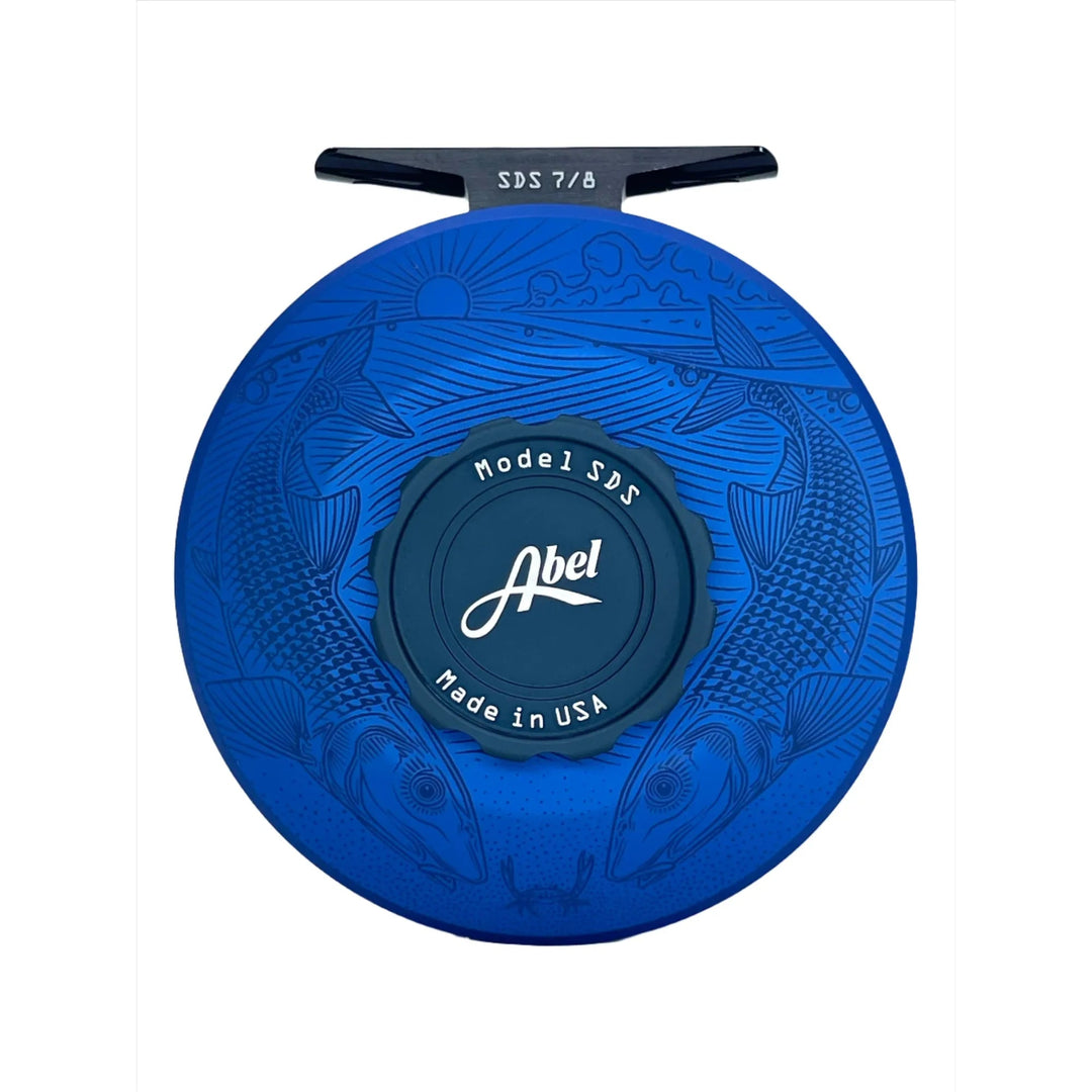 Abel SDS 7/8 Solid - Satin Blue III w/ Tailing Bones Finish & Satin Deep Blue Drag Knob / Rosewood Handle (IN STOCK)