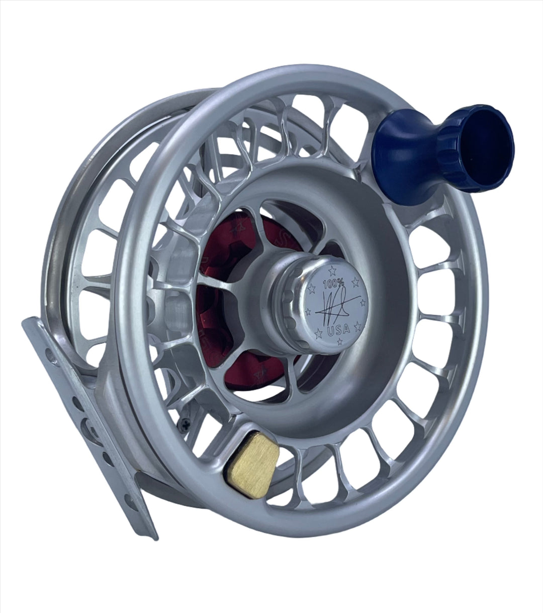 Seigler BF (11-13wt) - Silver w/ Matching Spool, Blue Drag Knob, Blue Handle, Red Lever, Red Thrust Plate (Custom -IN STOCK)