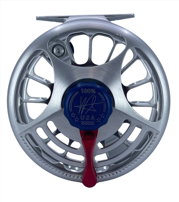 Seigler SF (6-8wt) -Silver w/ Matching Spool, Blue Drag Knob, Blue Handle, Red Lever, Red Thrust Plate (Custom -IN STOCK)