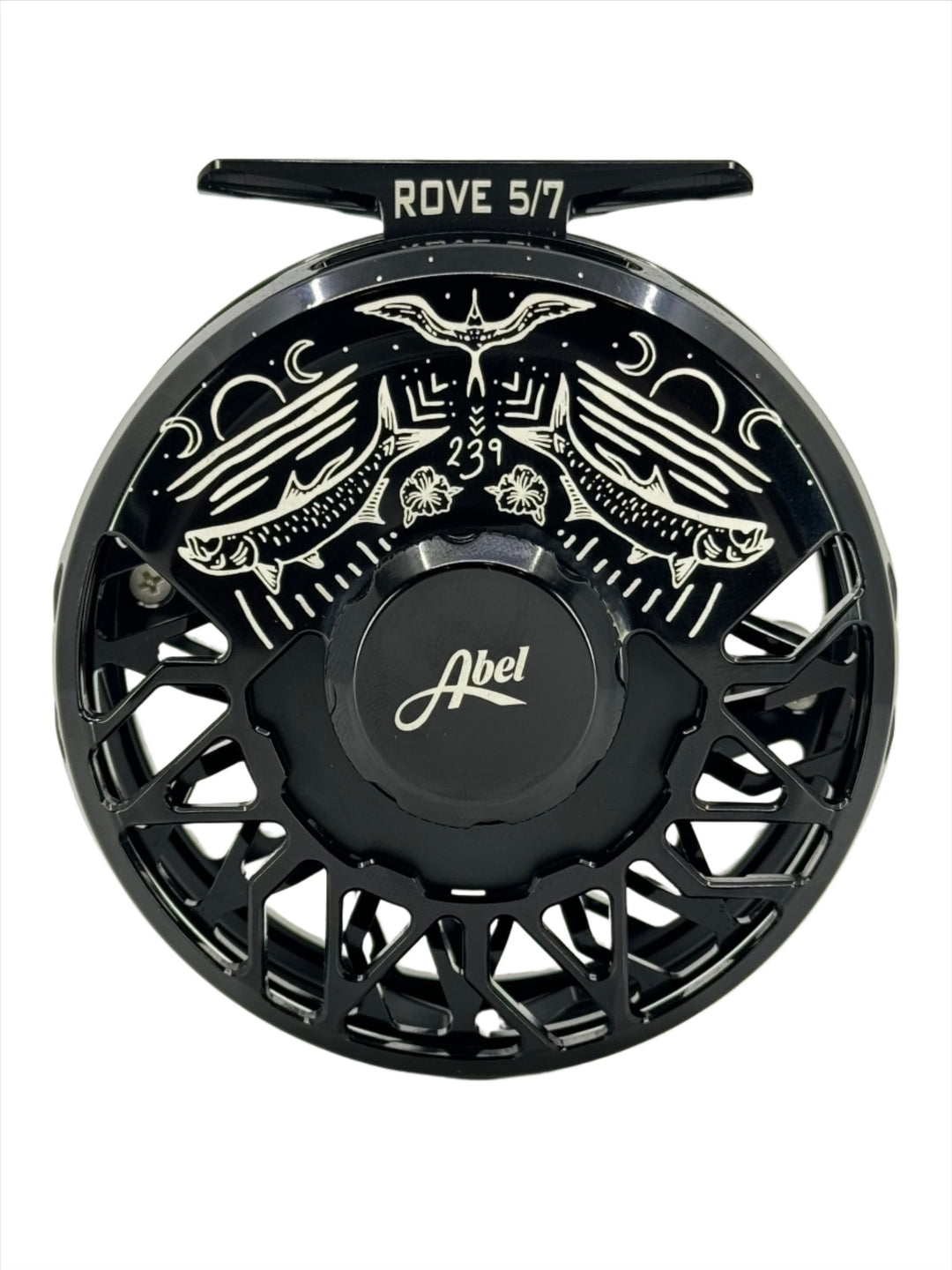 Abel Rove 5/7 Black w/Black Drag Knob and Ebony Handle & 239Flies Bre Drake Tarpon Art(IN STOCK)