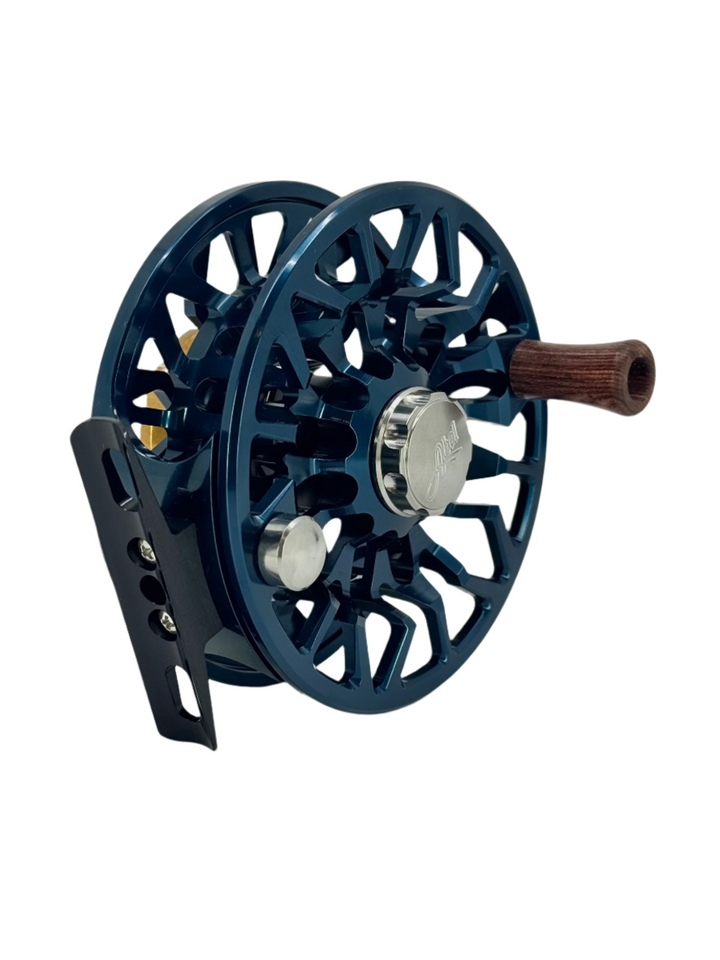 Abel Reels - SDS  7/8 - Ported, Deep Blue, w/ Bronze Drag Knob & Rosewood Handle (CUSTOM IN STOCK)