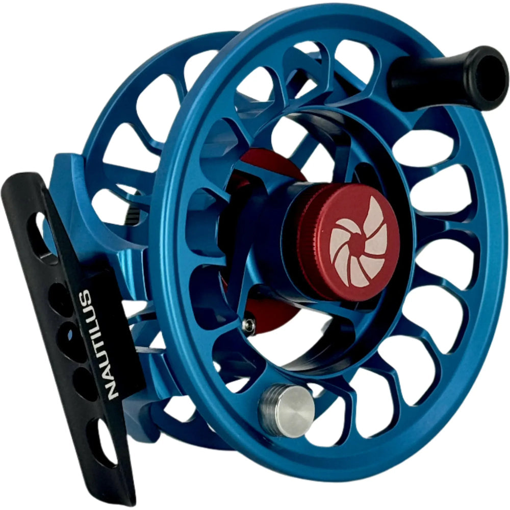 custom fly reel knobs Nautilus XM 4/5, Fathom Blue w/Red Small Parts and Black Drag Knob (CU – 828 Flies