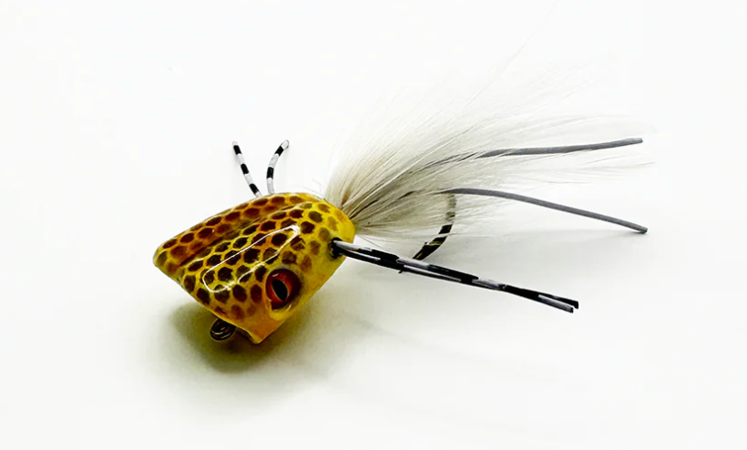 Surface Seducer® Double Barrel™ Bass Bug popper Tan & White #2 (Limited Edition)