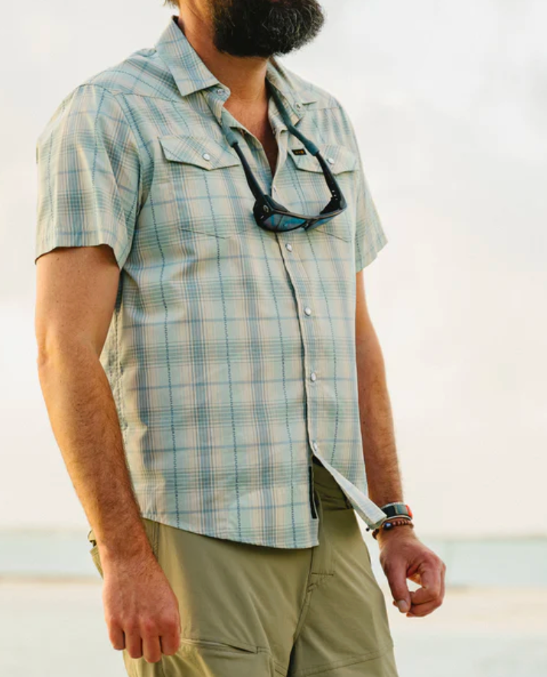 Howler Bros - H Bar B Snapshirt Prairie Plaid : Seafoam