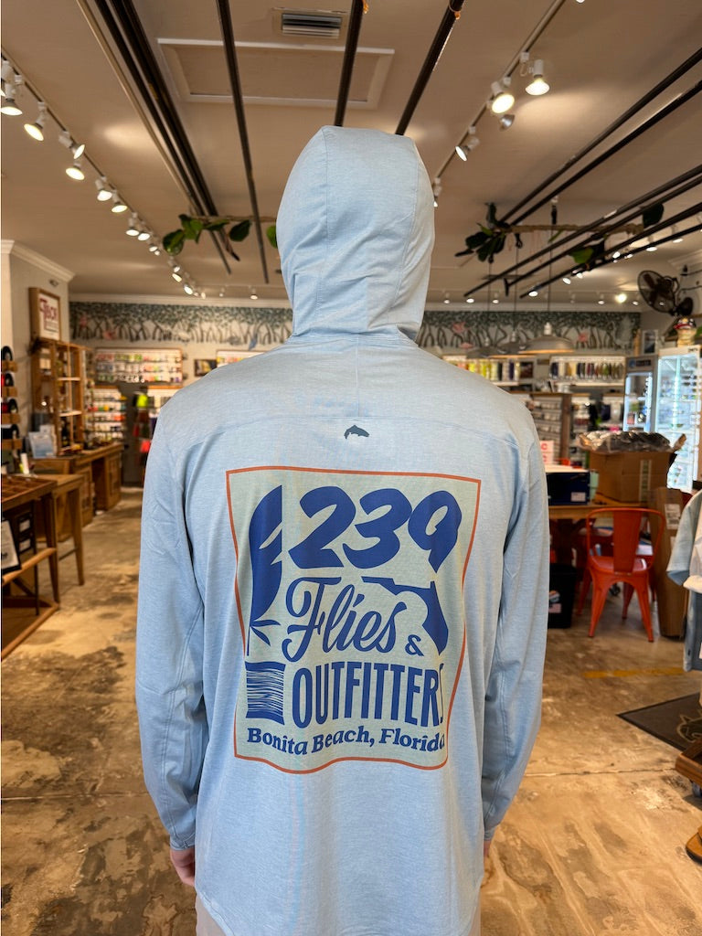 Simms SolarFlex Hoody X 239 Flies - Steel Blue Heather w/ Outfitter Logo