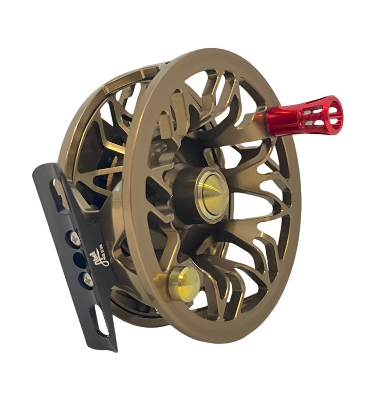 Abel Rove Ti 5/7 Dark Olive w/Dark Olive Drag Knob, Energized Green Titanium Components & Red Handle (IN STOCK)
