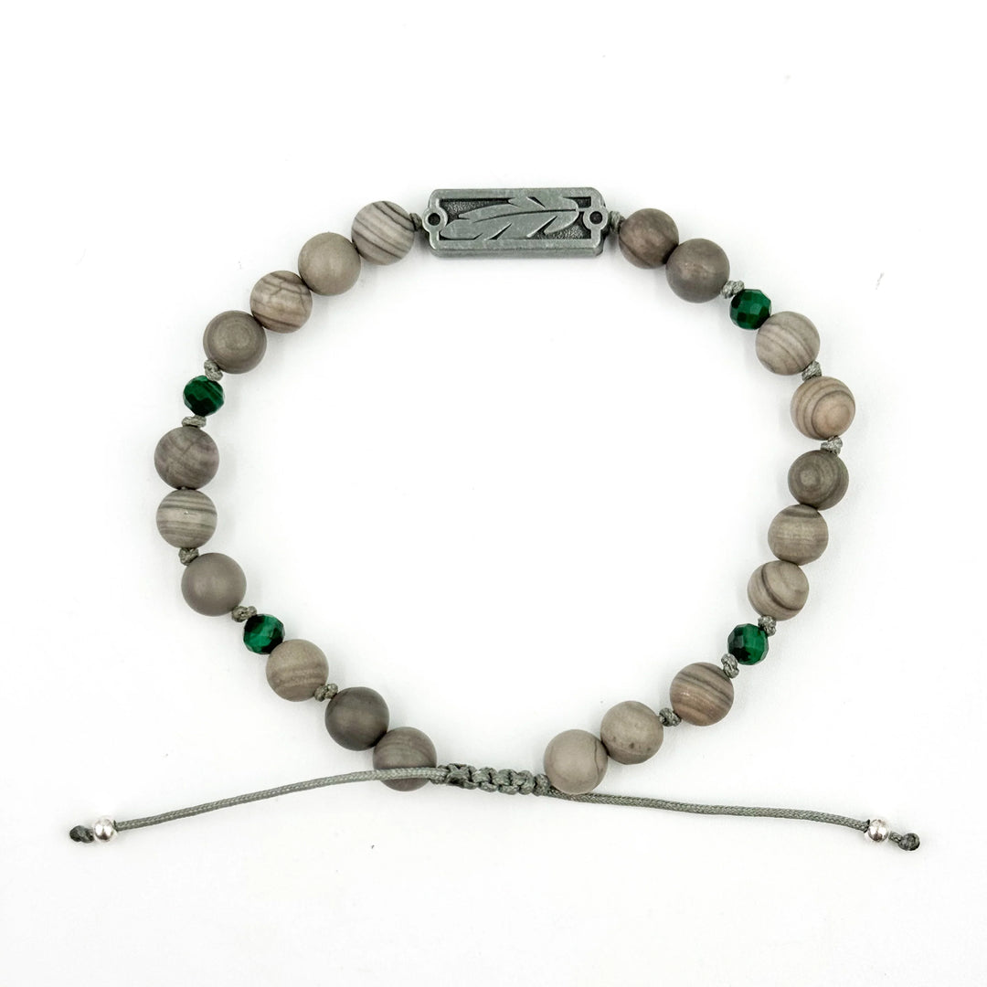 Sight Line Provisions- Feather Grey + Malachite Beads