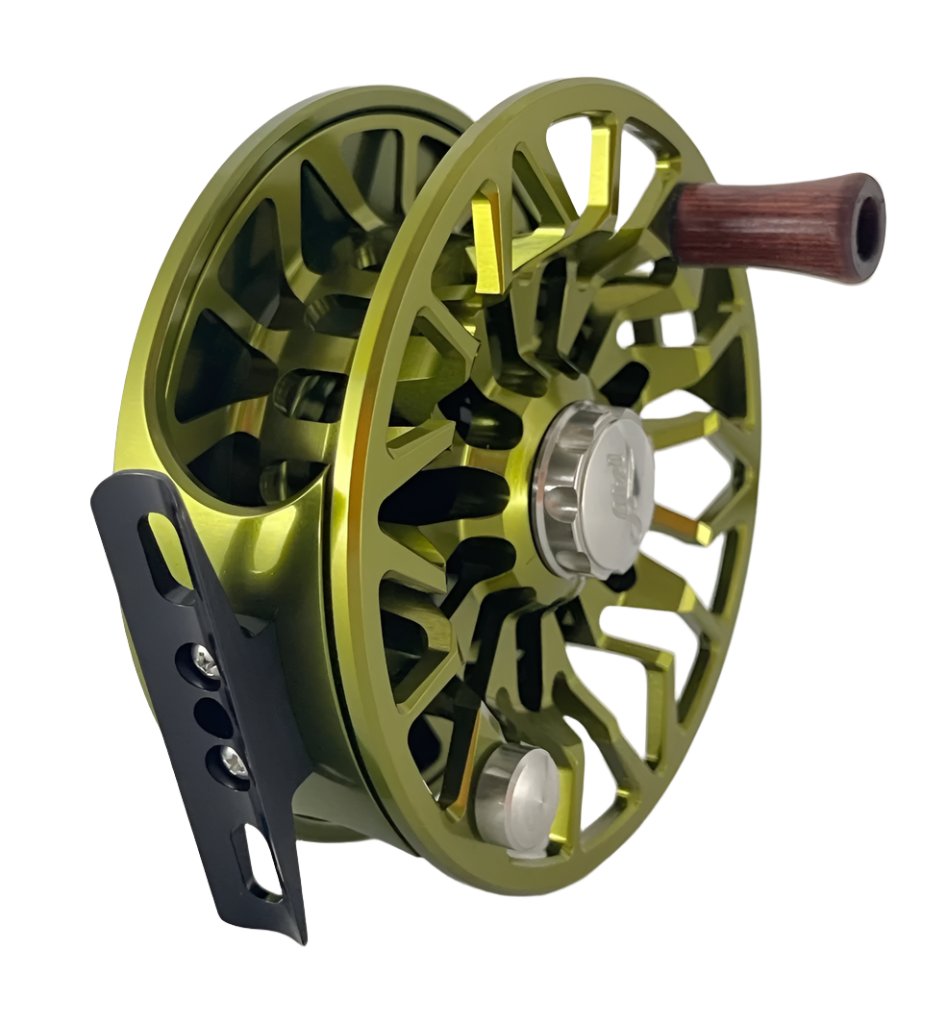 Abel Reels SDS 9/10 - Solid Olive w/Olive Drag Knob & Rosewood Handle - Bre Drake 239Flies Redfish Design (IN STOCK)